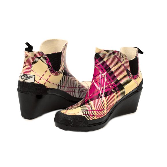 Women's & Ladie's Ankle Rain Boots, Short Wedge Heels Rubber Booties ...